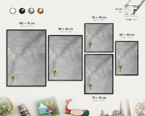 Panou magnetic mural decorativ cadru negru Vene gri