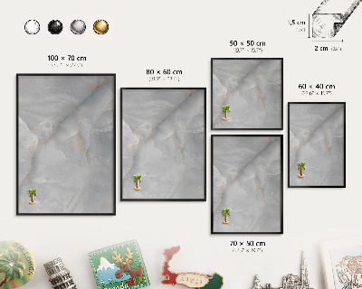 Panou magnetic mural decorativ cadru negru Vene gri