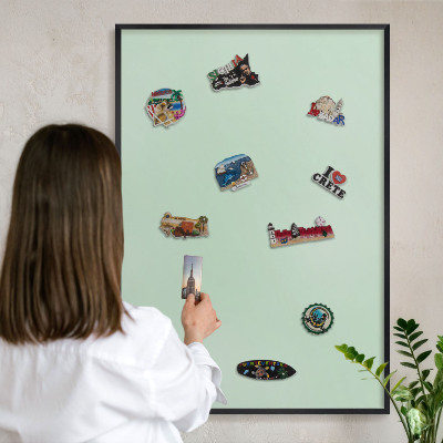 Panou magnetic mural decorativ cadru negru Verde mentă