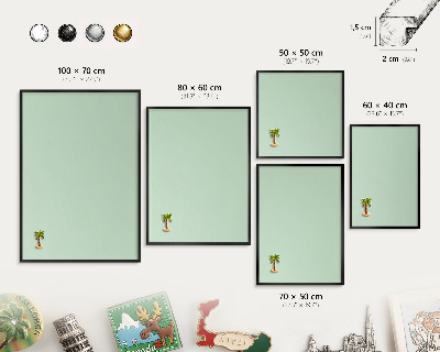 Panou magnetic mural decorativ cadru negru Verde mentă