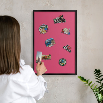 Panou magnetic mural decorativ cadru negru Roz energetic