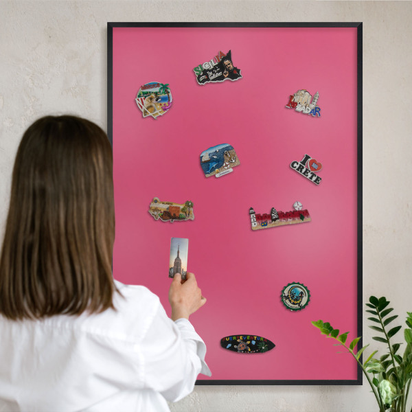 Panou magnetic mural decorativ cadru negru Roz energetic