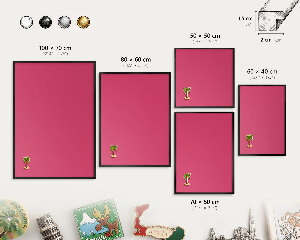 Panou magnetic mural decorativ cadru negru Roz energetic