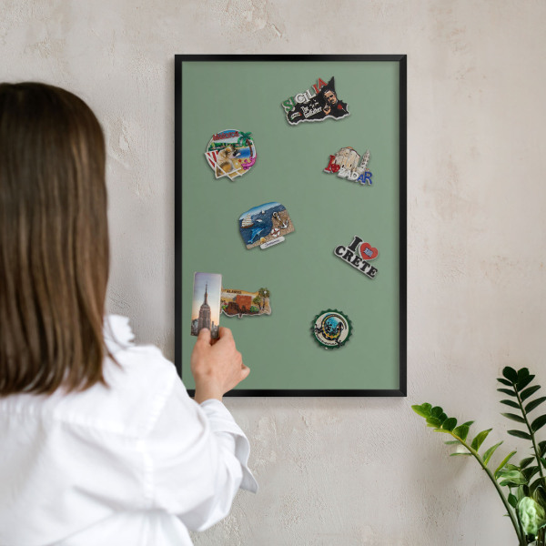 Panou magnetic mural decorativ cadru negru Verde estompat