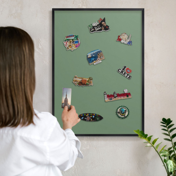 Panou magnetic mural decorativ cadru negru Verde estompat