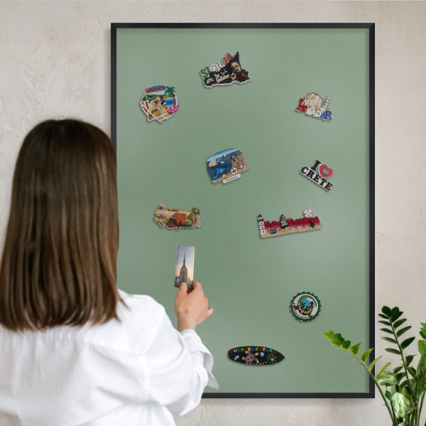 Panou magnetic mural decorativ cadru negru Verde estompat
