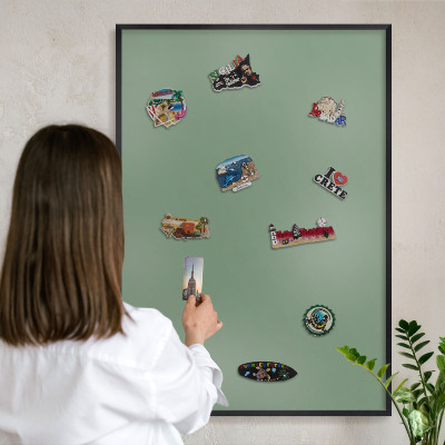 Panou magnetic mural decorativ cadru negru Verde estompat