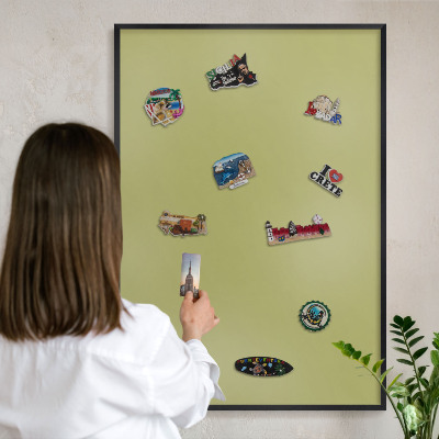 Panou magnetic mural decorativ cadru negru Verde vintage