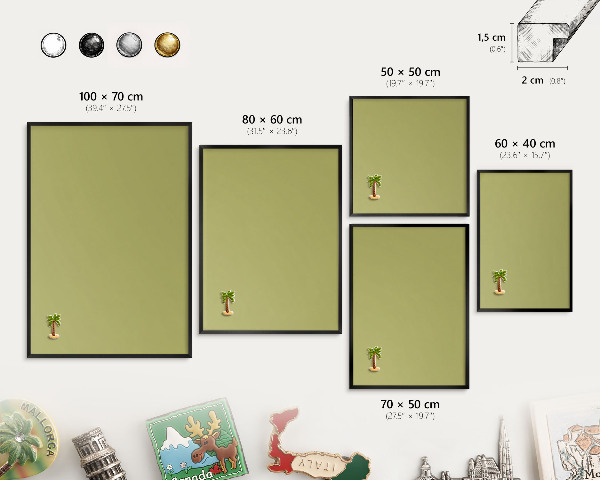 Panou magnetic mural decorativ cadru negru Verde vintage