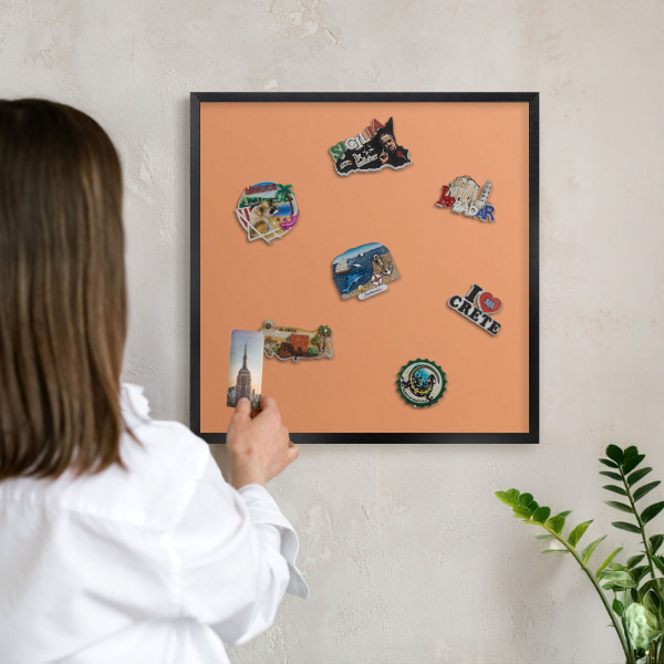Panou magnetic mural decorativ cadru negru Portocaliu pastel