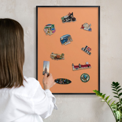 Panou magnetic mural decorativ cadru negru Portocaliu pastel