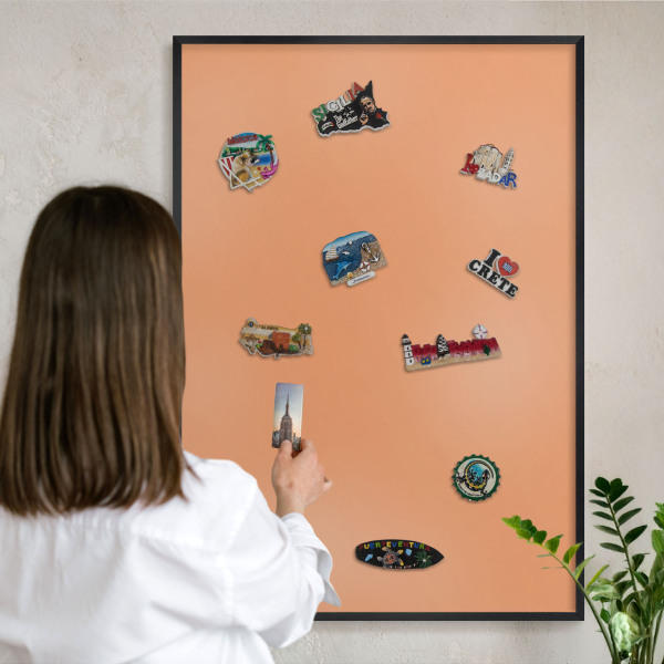 Panou magnetic mural decorativ cadru negru Portocaliu pastel
