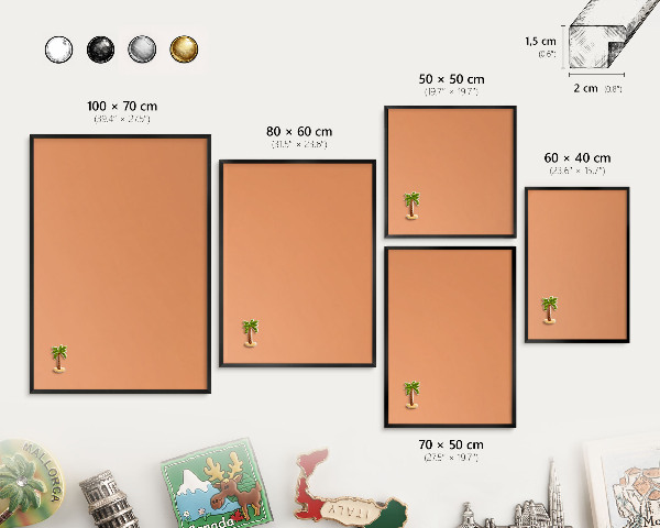 Panou magnetic mural decorativ cadru negru Portocaliu pastel