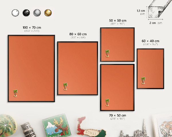Panou magnetic mural decorativ cadru negru Portocaliu puternic