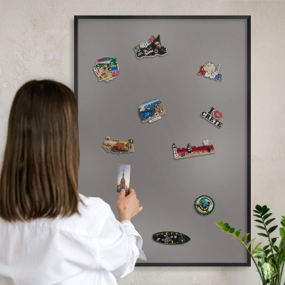 Panou magnetic mural decorativ cadru negru Gri închis