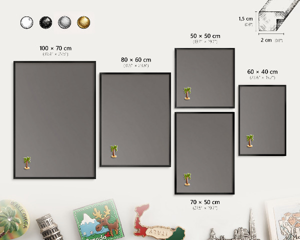 Panou magnetic mural decorativ cadru negru Gri închis