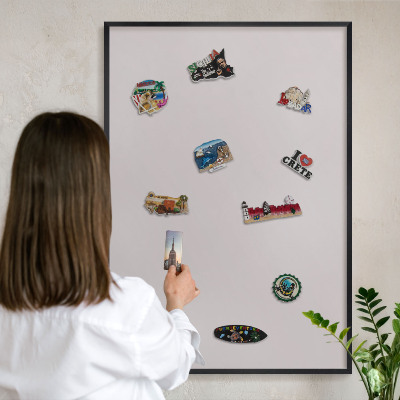 Panou magnetic mural decorativ cadru negru Gri cenușiu