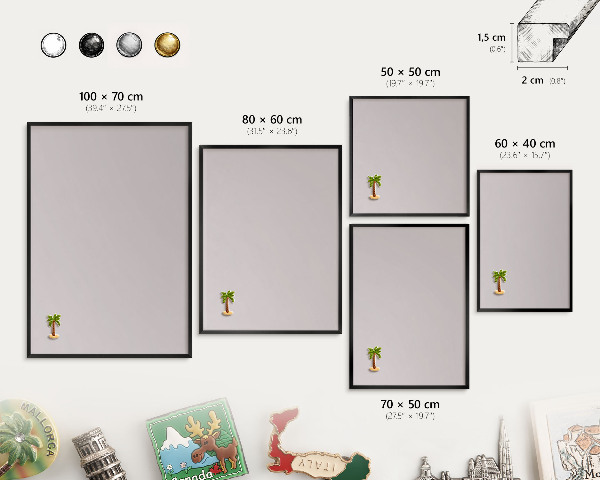 Panou magnetic mural decorativ cadru negru Gri cenușiu