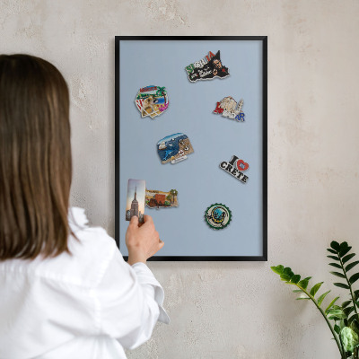 Panou magnetic mural decorativ cadru negru Albastru pastel