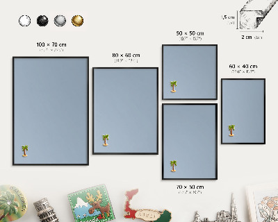 Panou magnetic mural decorativ cadru negru Albastru pastel