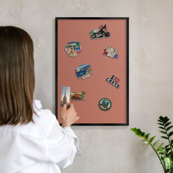 Panou magnetic mural decorativ cadru negru Culoare cărămidă
