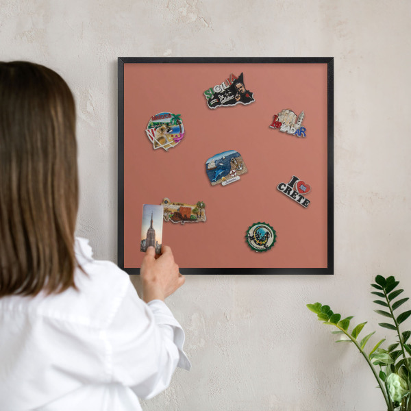 Panou magnetic mural decorativ cadru negru Culoare cărămidă