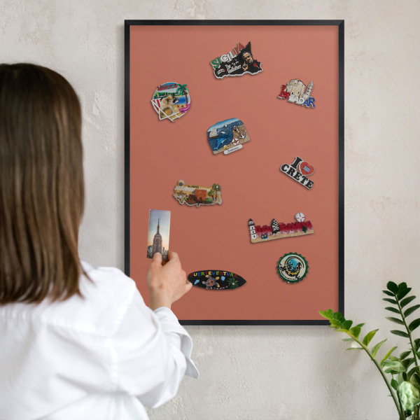 Panou magnetic mural decorativ cadru negru Culoare cărămidă