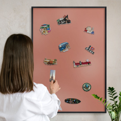 Panou magnetic mural decorativ cadru negru Culoare cărămidă