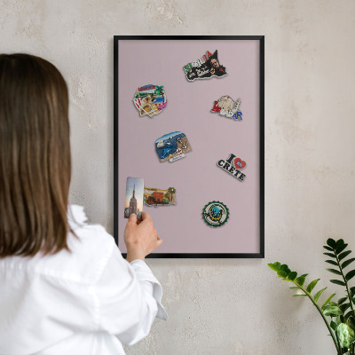 Panou magnetic mural decorativ cadru negru Liliac pastelat