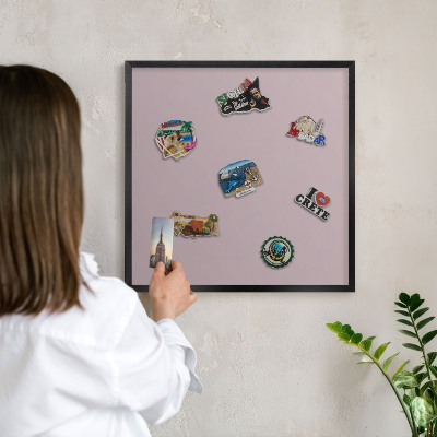 Panou magnetic mural decorativ cadru negru Liliac pastelat