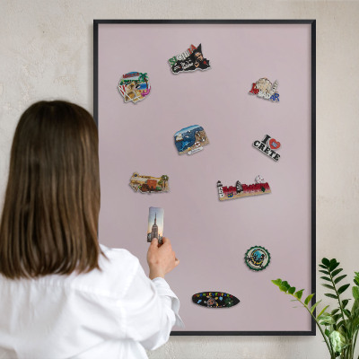 Panou magnetic mural decorativ cadru negru Liliac pastelat