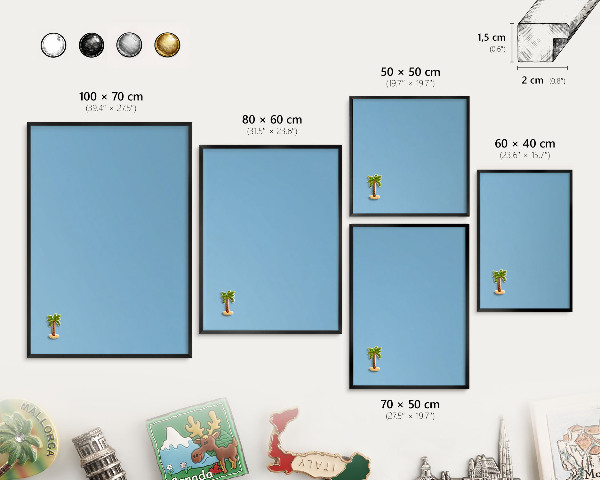 Panou magnetic mural decorativ cadru negru Culoare albastră