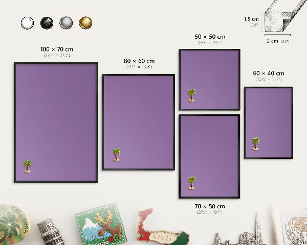 Panou magnetic mural decorativ cadru negru Violet