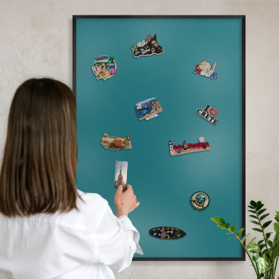 Panou magnetic mural decorativ cadru negru Turcoaz închis