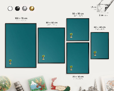 Panou magnetic mural decorativ cadru negru Turcoaz închis