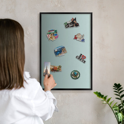 Panou magnetic mural decorativ cadru negru Gradient turcoaz