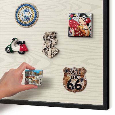 Panou magnetic mural decorativ cadru negru Inele de lemn