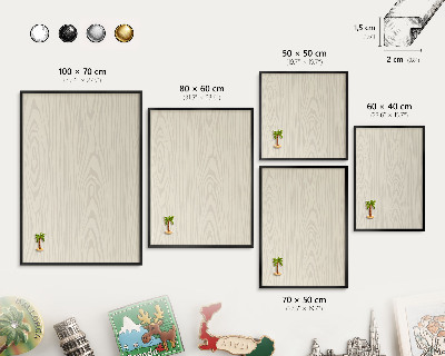 Panou magnetic mural decorativ cadru negru Inele de lemn