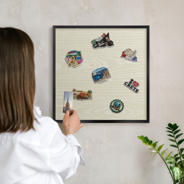 Panou magnetic mural decorativ cadru negru Granulație bej