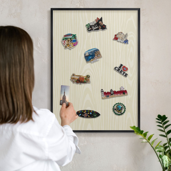 Panou magnetic mural decorativ cadru negru Granulație bej
