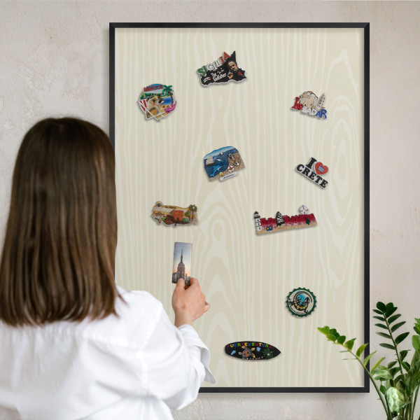 Panou magnetic mural decorativ cadru negru Granulație bej