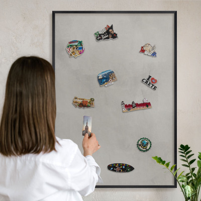 Panou magnetic mural decorativ cadru negru Fundal gri
