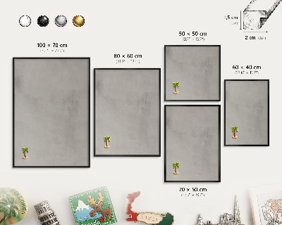 Panou magnetic mural decorativ cadru negru Fundal gri