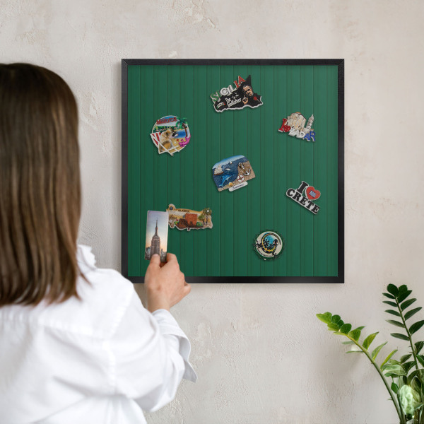 Panou magnetic mural decorativ cadru negru Dungi verzi
