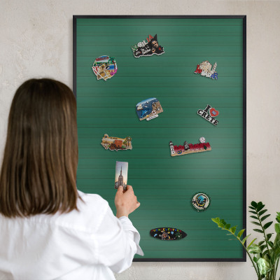 Panou magnetic mural decorativ cadru negru Dungi verzi