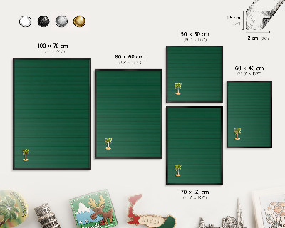 Panou magnetic mural decorativ cadru negru Dungi verzi