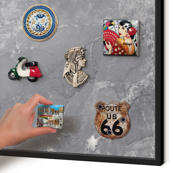 Panou magnetic mural decorativ cadru negru Marmură gri