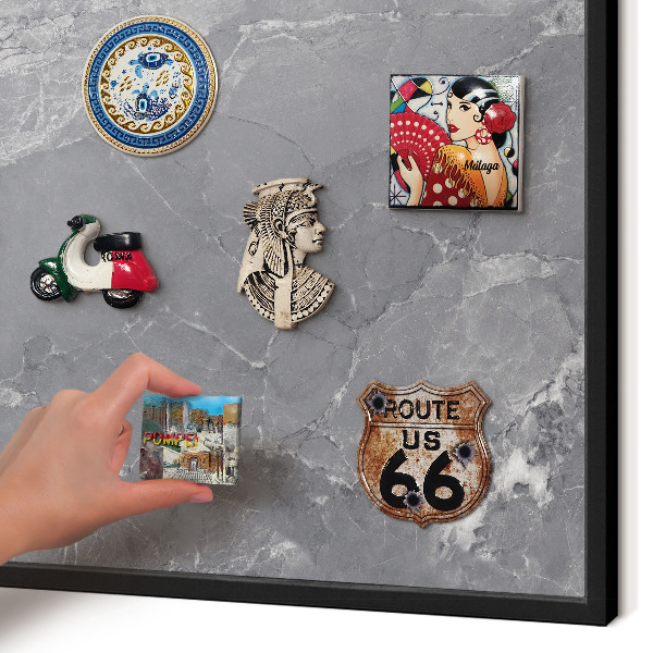 Panou magnetic mural decorativ cadru negru Marmură gri