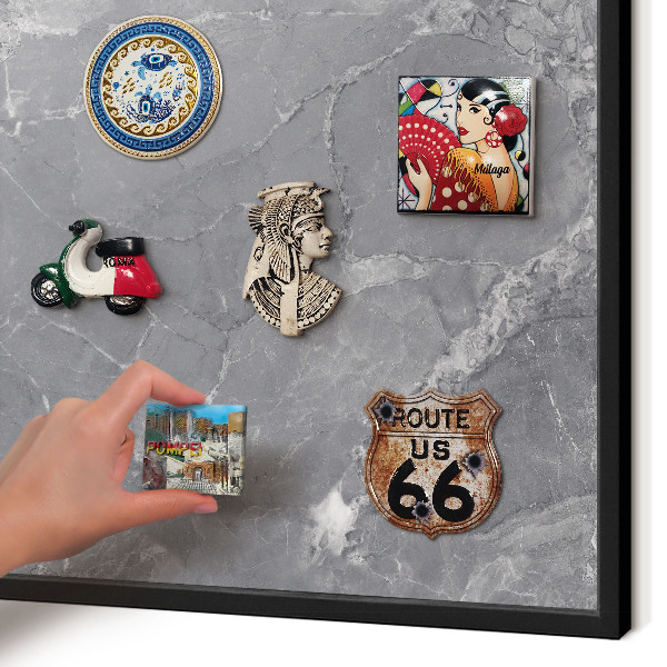 Panou magnetic mural decorativ cadru negru Marmură gri