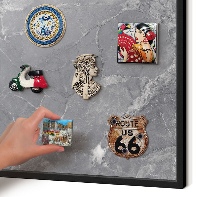 Panou magnetic mural decorativ cadru negru Marmură gri